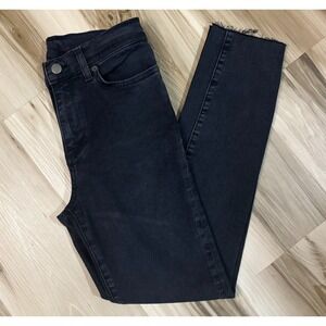Marine Layer Jeans Women's 26 Black Vintage Straight Raw Hem Stretch